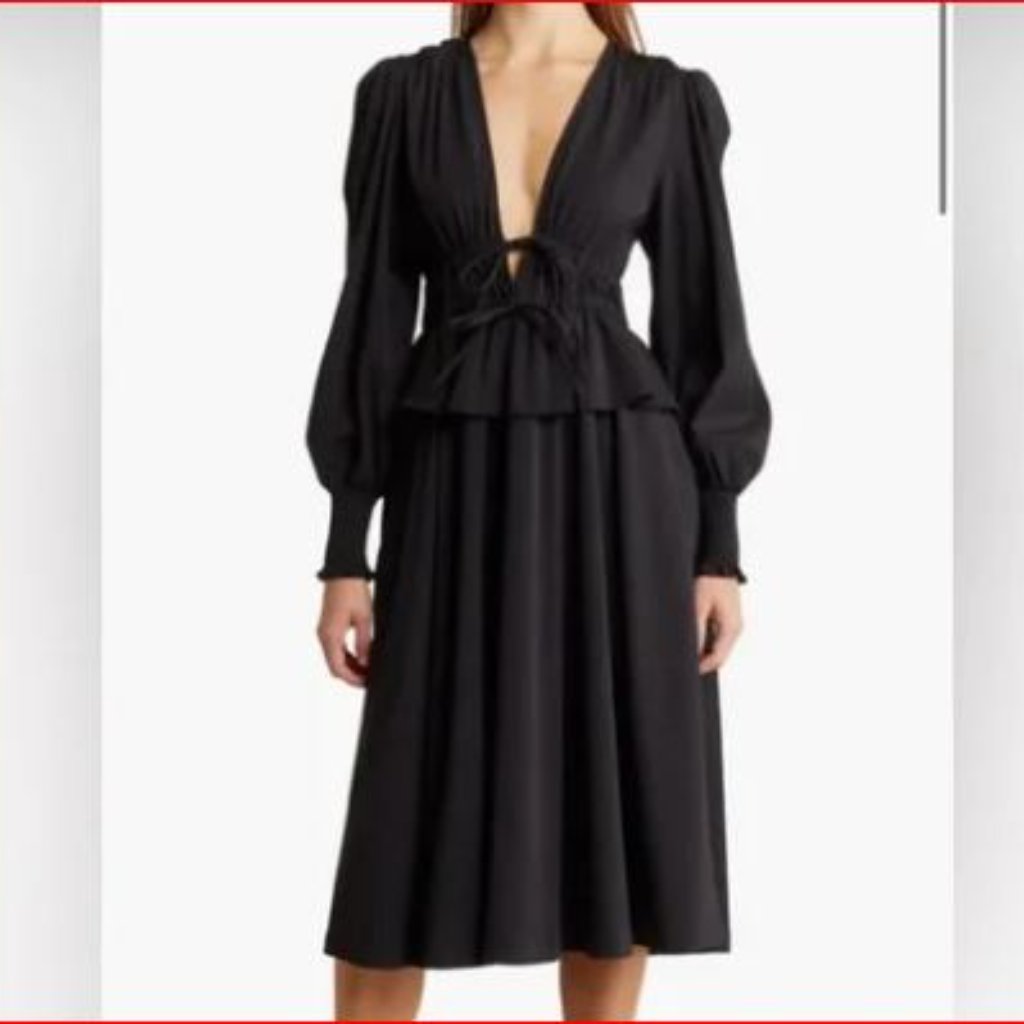 Weworewhat Plunging Neckline Peplum Skirt Midi Dress Ootd Party Small - F2081